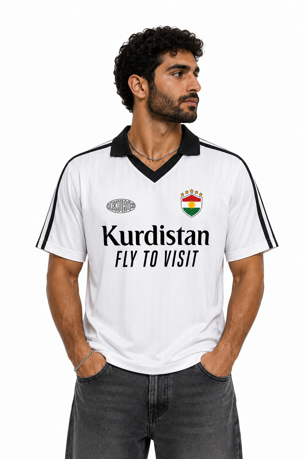 Contrast Collar Striped Soccer Jersey