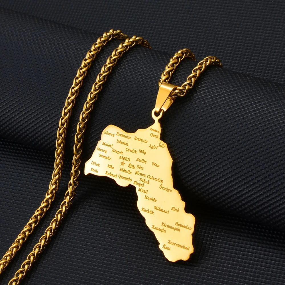 5CM Big Size Charms Kurdistan Pendant Necklaces Women Men,Silver Color/Gold Color Kurdish Jewelry @270621