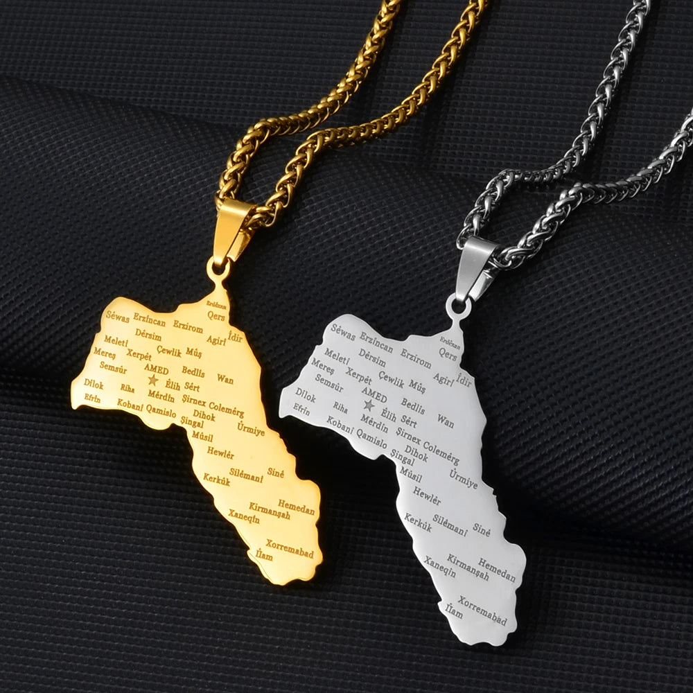 5CM Big Size Charms Kurdistan Pendant Necklaces Women Men,Silver Color/Gold Color Kurdish Jewelry @270621