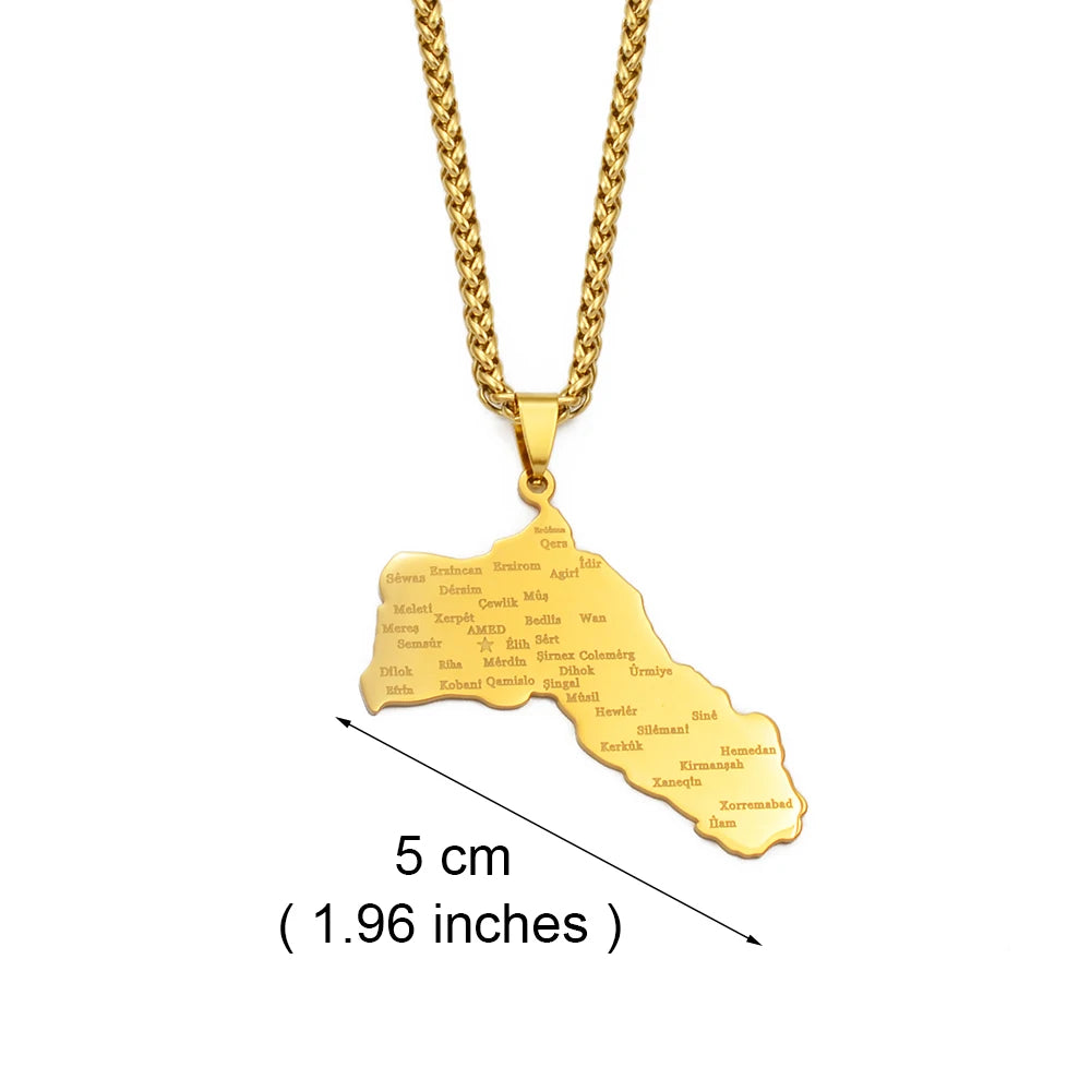5CM Big Size Charms Kurdistan Pendant Necklaces Women Men,Silver Color/Gold Color Kurdish Jewelry @270621
