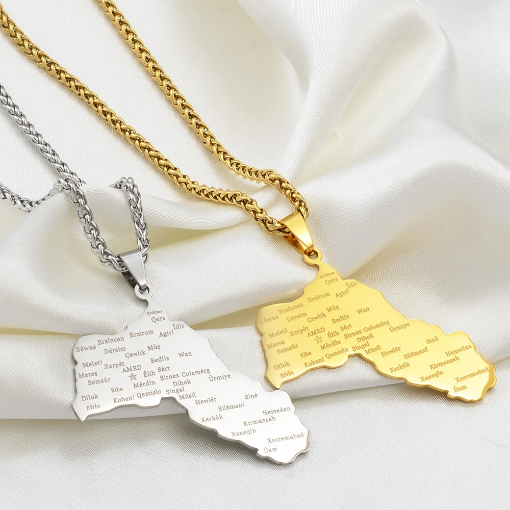 5CM Big Size Charms Kurdistan Pendant Necklaces Women Men,Silver Color/Gold Color Kurdish Jewelry @270621