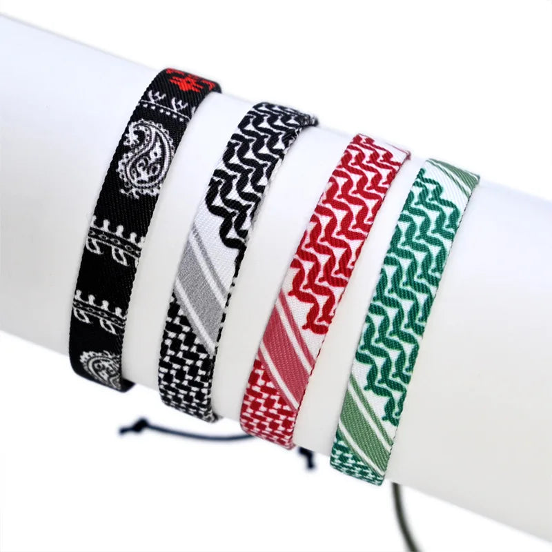 Arabic Scarf Style Woven Bracelet for Women Men Handmade Ethnic Wave Dot Colored Wrap Bracelets Couple Fashion Summer Jewelry