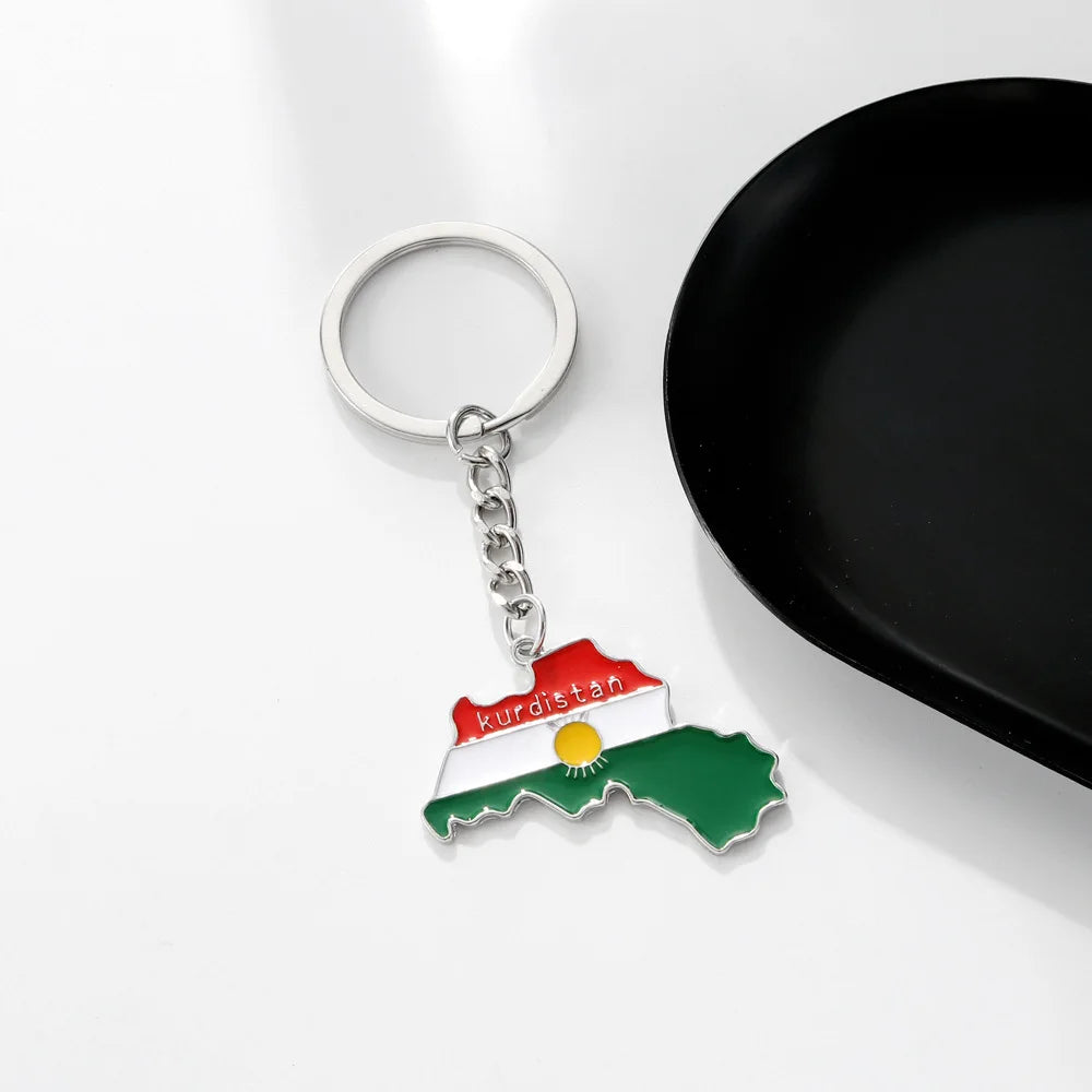 Original Kurdistan Flag Keychain Stainless Steel Kurdistan Map Car Keyring Bag Accessories Kurdish Jewelry Gift