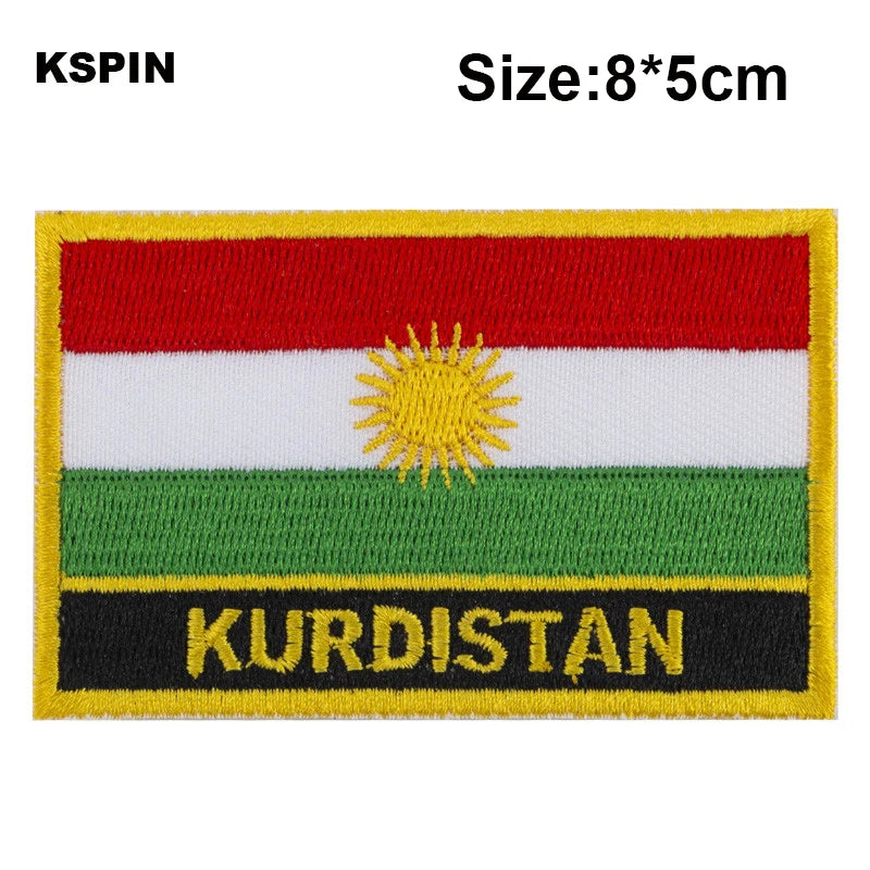 KURDISTAN National Flag Embroidered Iron on Patches for Clothing Metal Badges PT0130-3