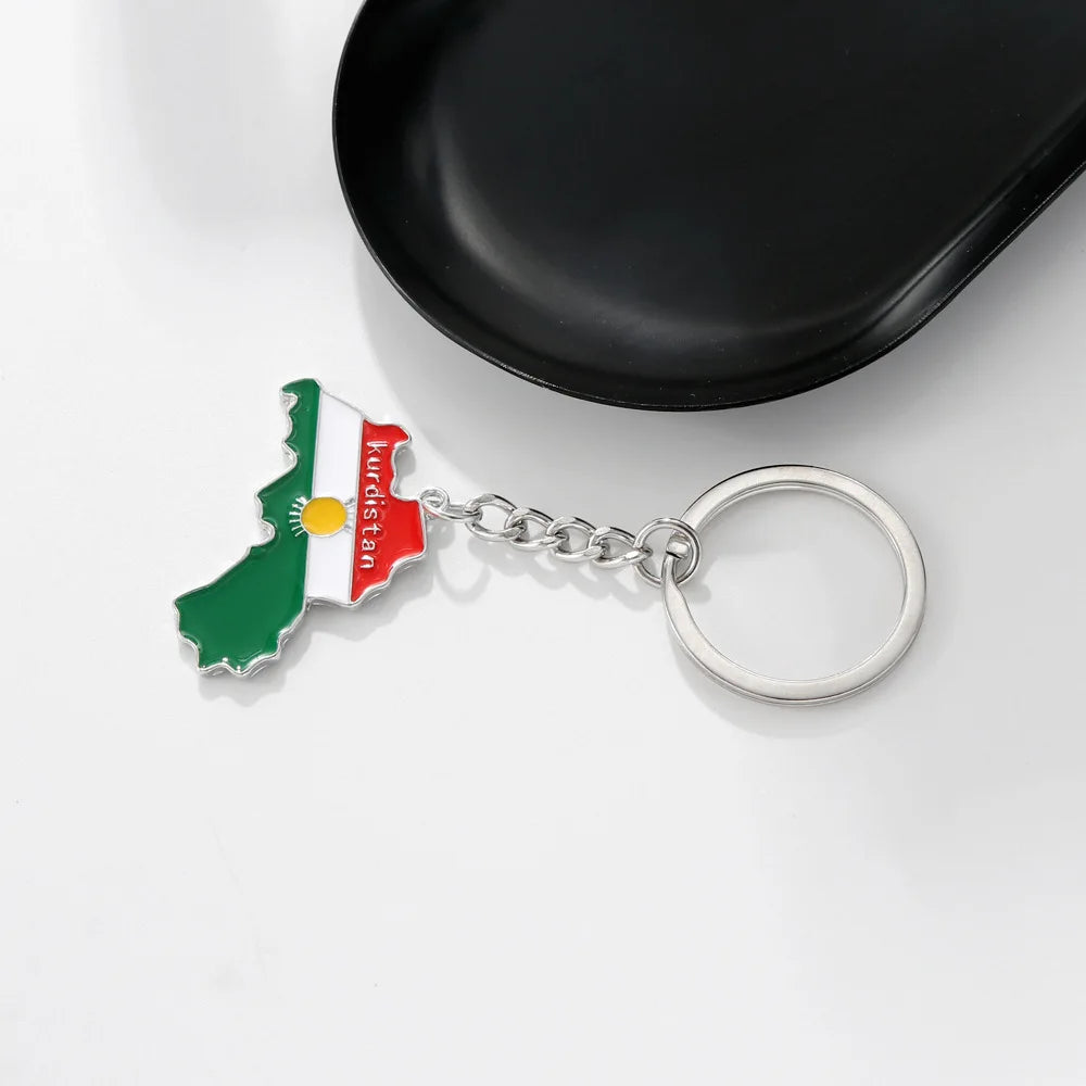 Original Kurdistan Flag Keychain Stainless Steel Kurdistan Map Car Keyring Bag Accessories Kurdish Jewelry Gift