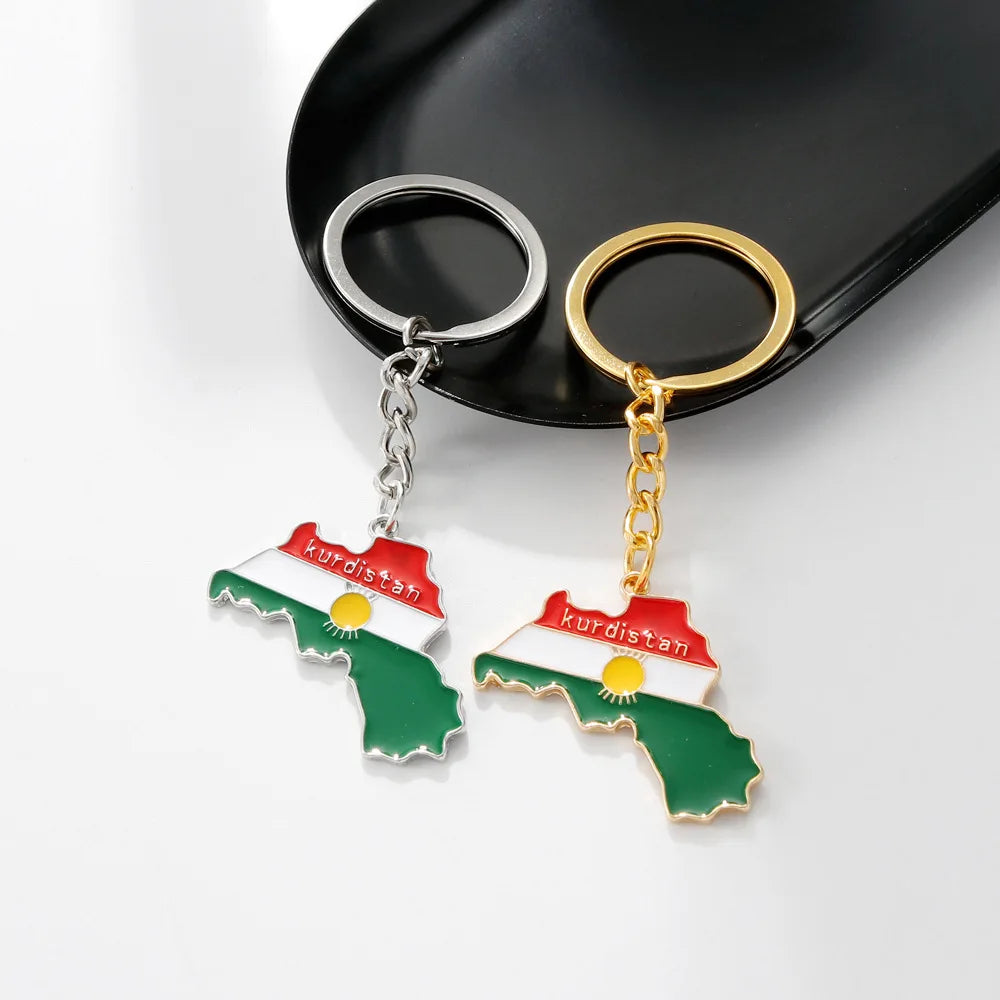 Original Kurdistan Flag Keychain Stainless Steel Kurdistan Map Car Keyring Bag Accessories Kurdish Jewelry Gift
