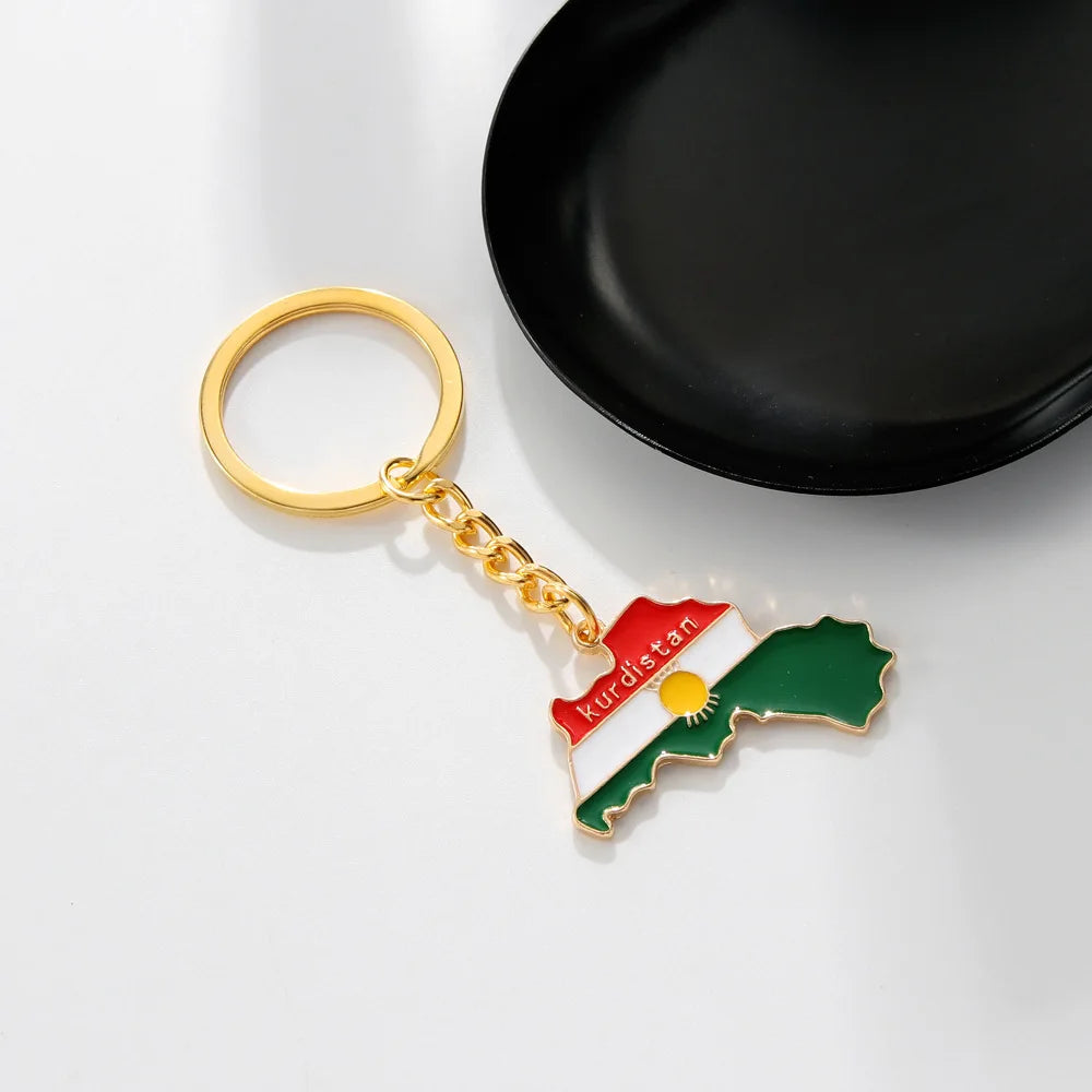 Original Kurdistan Flag Keychain Stainless Steel Kurdistan Map Car Keyring Bag Accessories Kurdish Jewelry Gift