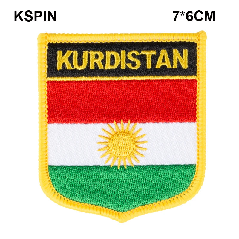KURDISTAN National Flag Embroidered Iron on Patches for Clothing Metal Badges PT0130-3