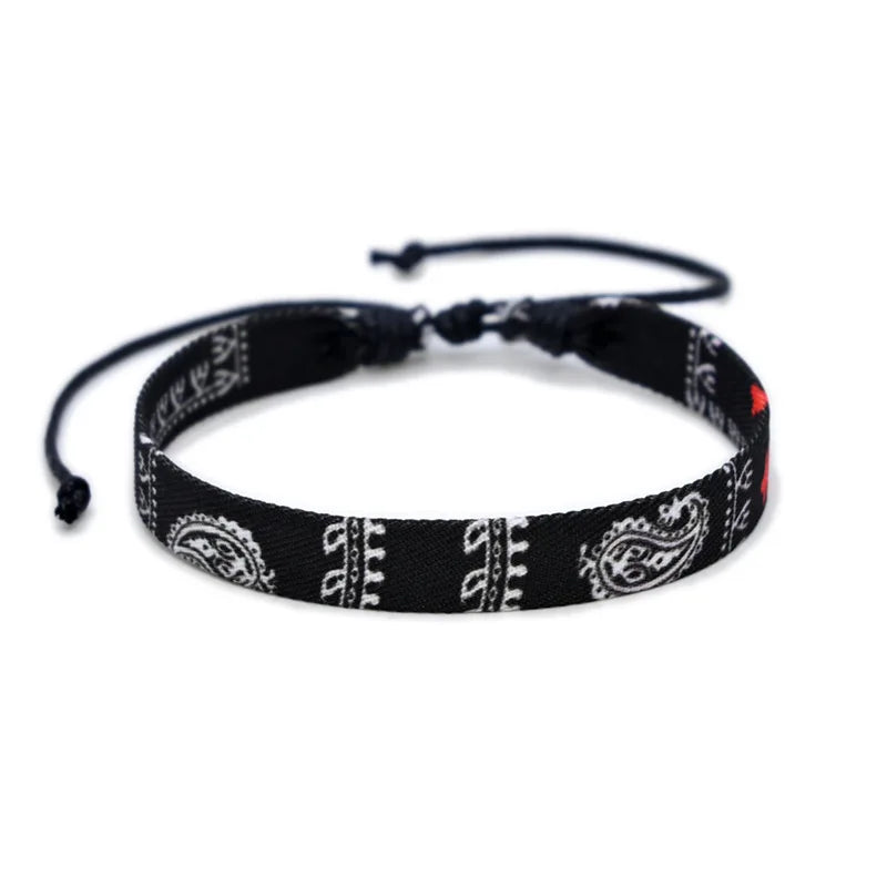 Arabic Scarf Style Woven Bracelet for Women Men Handmade Ethnic Wave Dot Colored Wrap Bracelets Couple Fashion Summer Jewelry