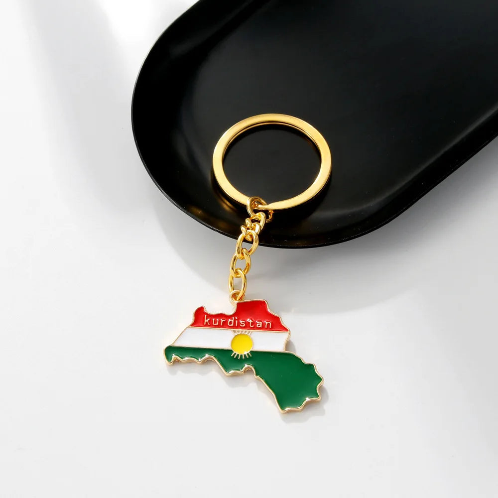 Original Kurdistan Flag Keychain Stainless Steel Kurdistan Map Car Keyring Bag Accessories Kurdish Jewelry Gift