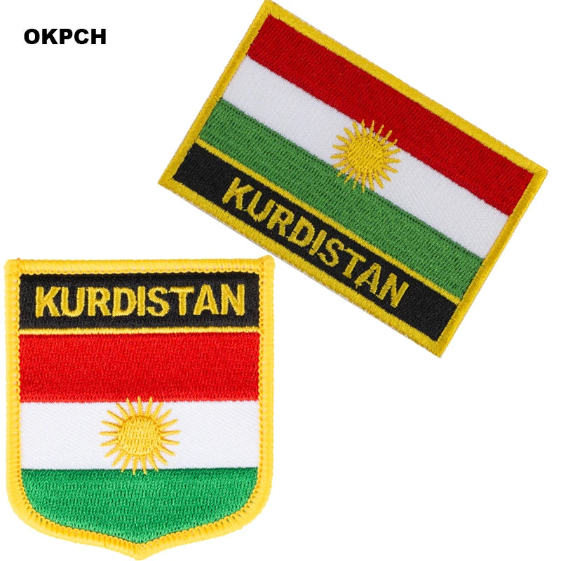 KURDISTAN National Flag Embroidered Iron on Patches for Clothing Metal Badges PT0130-3