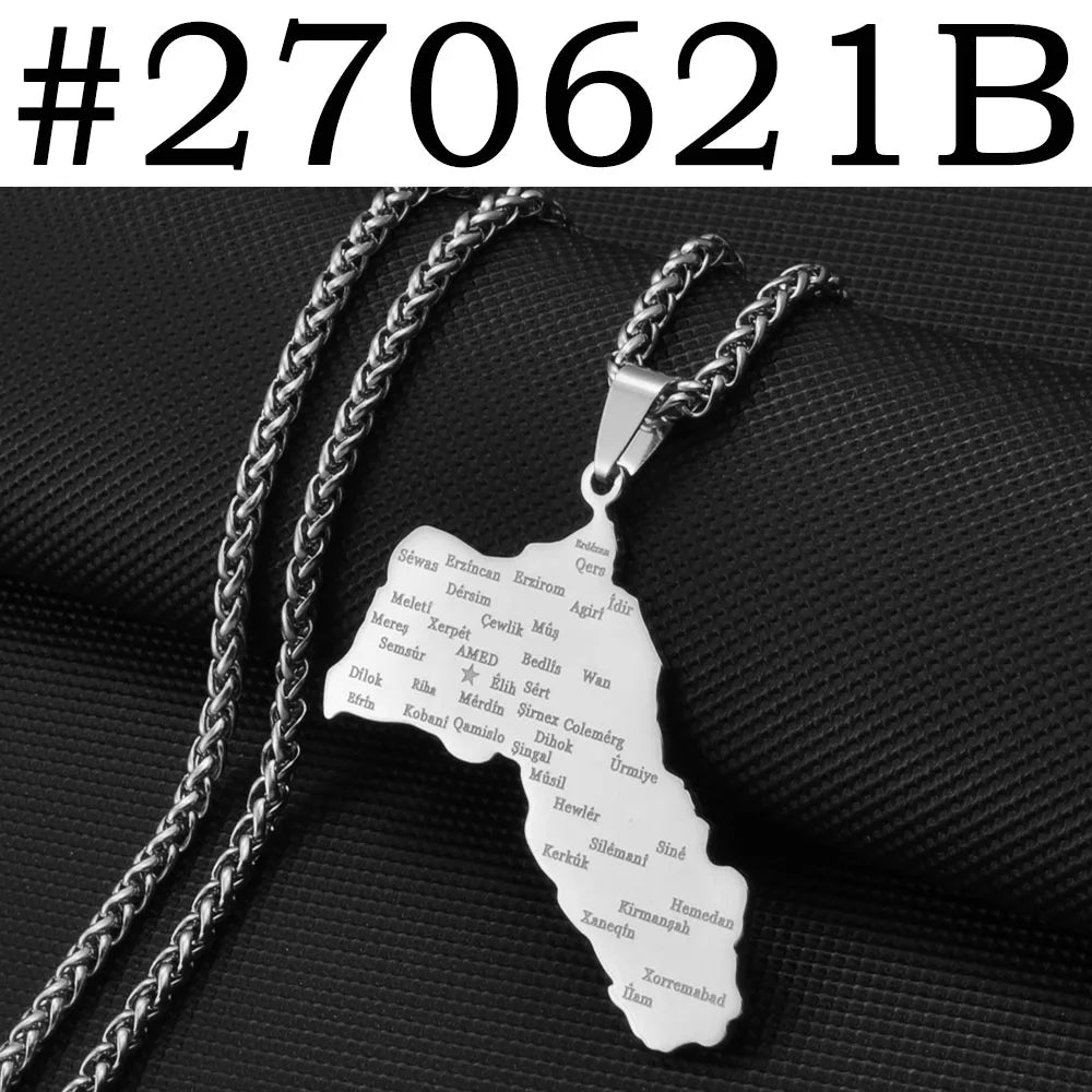 5CM Big Size Charms Kurdistan Pendant Necklaces Women Men,Silver Color/Gold Color Kurdish Jewelry @270621
