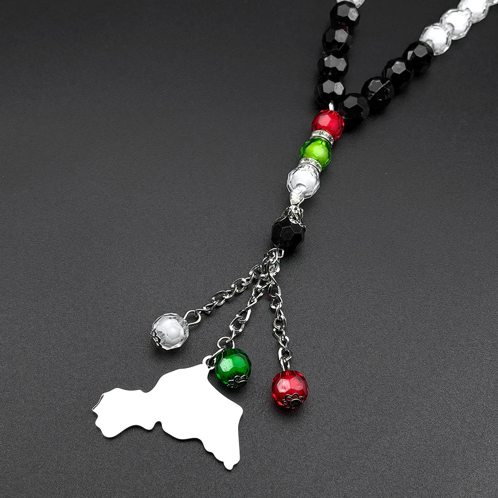 Kurdish Flag Prayer Beads Keychain Rosary Tasbih Car/Home/Office Hanging Kurdistan Jewelry Kurde Tesbih Kurdische Patches Banner